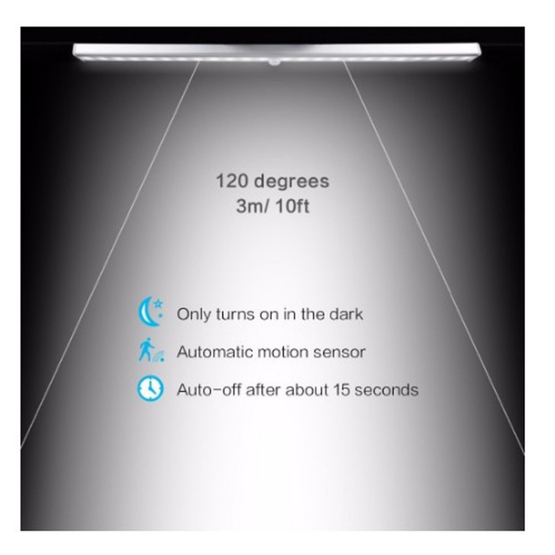 PIR détecteur de mouvement LED bande lumineuse batterie ruban adhésif lampe 10led fr chambre placard escaliers cuisine armoire