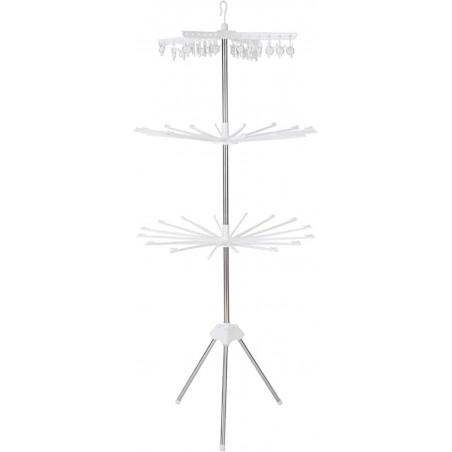 Trépied pliable portable à 3 niveaux avec bras rotatifs – Design coupe-vent, peu encombrant, fixation à clipser – 24 clips pour