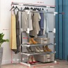 DX Porte-Manteaux Porte-Manteau Porte-vêtement, Support de séchage télescopique réglable de Stockage à 3 Couches Simple
