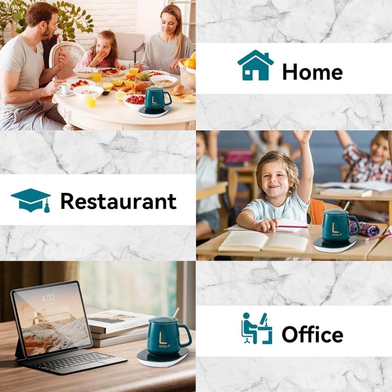 Ensemble de chauffe-tasse en céramique anti-explosion de 380 ml avec contrôle de la température et chauffage à température