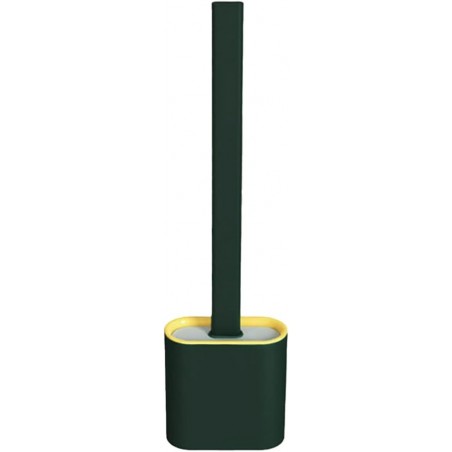 Ensemble brosse WC en silicone et support de salle de bain, manche en plastique TPR antidérapant et poils en silicone souple,