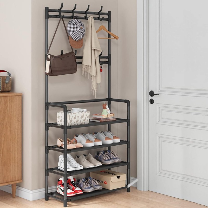 Porte-manteaux Pour L'entrée Porte-chaussures Pour Chaussures Dans Le Couloir Avec 8 Crochets Et 4/5 Niveaux Pour Le Salon, La