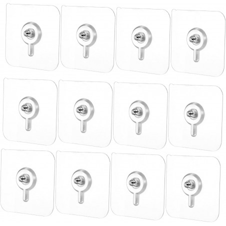 Homoyoyo 12 Pièces Crochet à Vis Crochets Adhésifs Sans Soudure Crochets Muraux Crochets Sans Vis Transparents Transparents