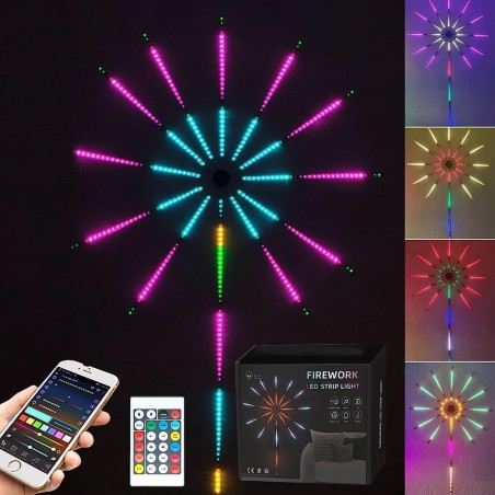 IMNISHNAY Lampe LED intelligente feu d'artifice pour décoration de chambre à coucher, bande lumineuse LED avec télécommande par