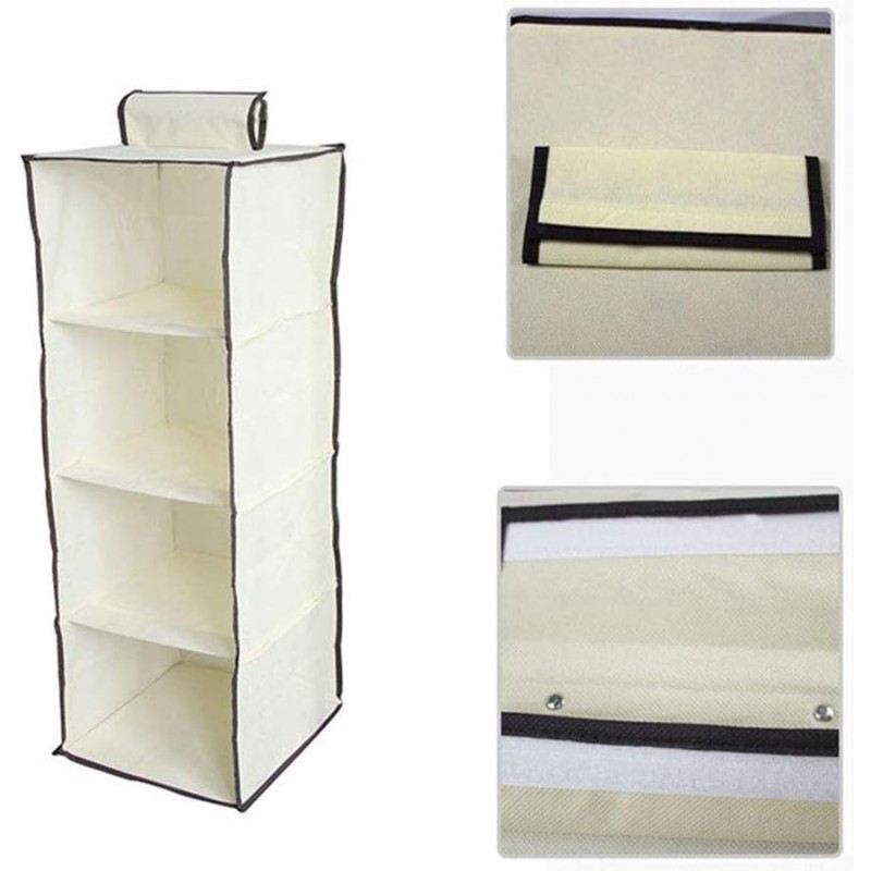 TOPBATHY Tissu Pendaison Placard Rangement Organisateur avec Tiroirs 4 Étagère pour Chaussures, Bottes Sacs à main, Embrayages,