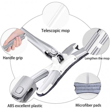 Lavage à la Main X-Type increvables Mop, Microfibre Mop étage avec 360 degrés de Rotation Head, essorez Manuel Maison Nettoyage