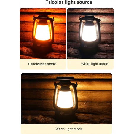 Lanterne Vintage, Lanterne Décorative LED à intensité Variable en Continu, Lanterne Vintage Portable pour l'intérieur (L)