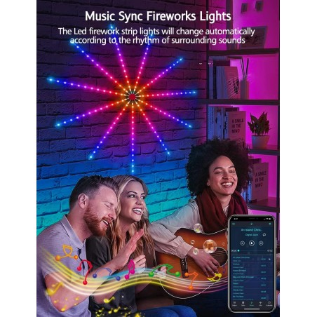 Daymeet Lumières LED de feu d'artifice intelligentes RGB Dream Color pour chambre à coucher avec contrôle à distance par