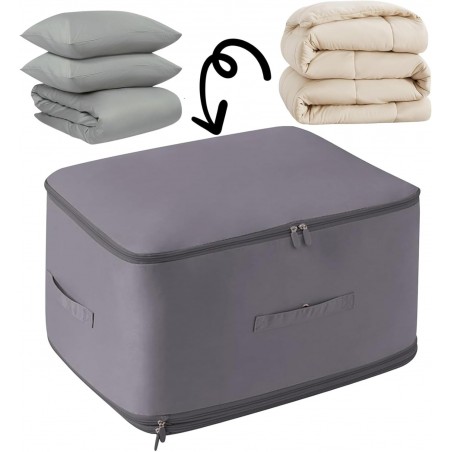 Sac de rangement auto-compressant Zwell, gain de place, extensible, pour couettes, vêtements, couvertures (gris, L)