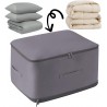 Sac de rangement auto-compressant Zwell, gain de place, extensible, pour couettes, vêtements, couvertures (gris, L)