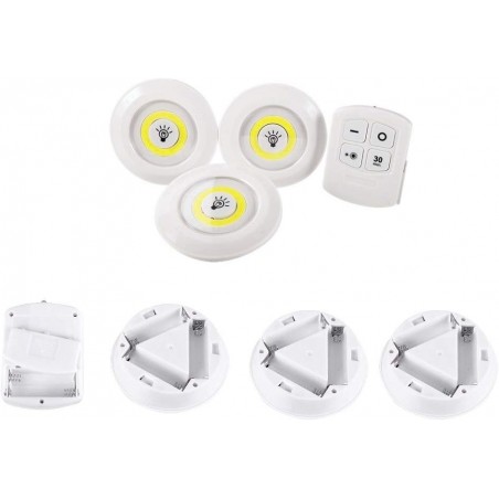 Lumière LED avec télécommande. Fonctionne avec des piles. Lot de 3