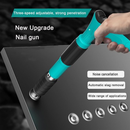 Dnoyevvs Pistolet à clous manuel en acier pour pistolet à ongles rond avec 110 clous ronds, pistolet à clous à béton vert,