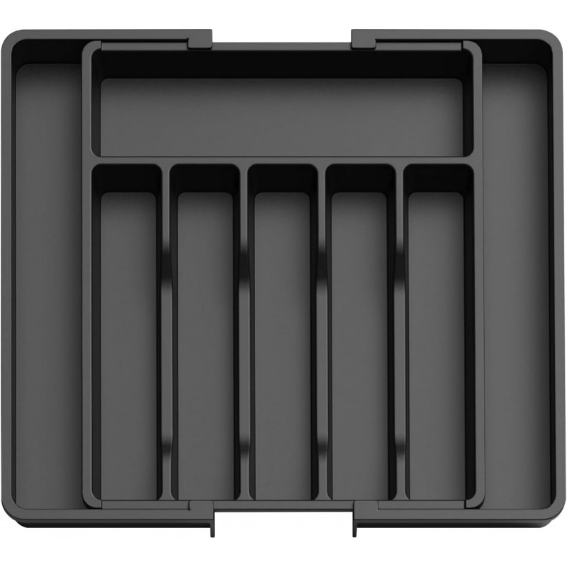 WinGluge Couverts Plateau, Tiroir Organisateur, Noir, Cuisine Tiroir Organisateur, Couverts Plateau, Tiroir Insert, Extensible,