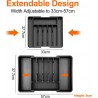 WinGluge Couverts Plateau, Tiroir Organisateur, Noir, Cuisine Tiroir Organisateur, Couverts Plateau, Tiroir Insert, Extensible,