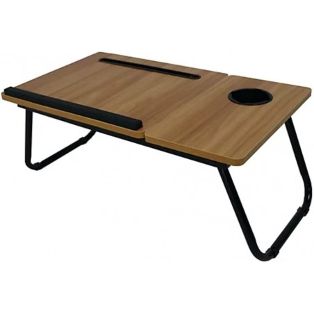 Mesa de trabalho inclinável para laptop, mesa de trabalho, mesa de leitura, suporte de copo de madeira natural