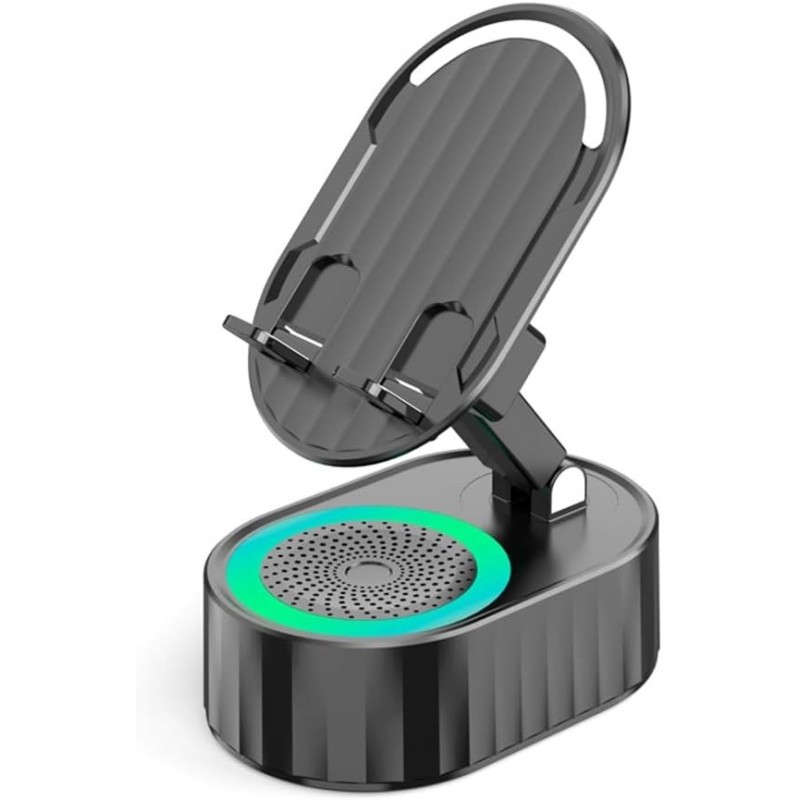Support téléphonique 3 en 1 Support inductif de haut-parleur Bluetooth 360 ° charge de levage pliable trésor noir
