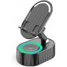 Support téléphonique 3 en 1 Support inductif de haut-parleur Bluetooth 360 ° charge de levage pliable trésor noir