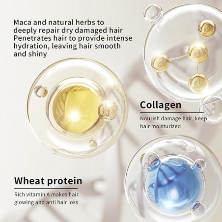 Pemarlis 500ml Masque Collagene Cheveux, Traitement Capillaire au Collagène, Masque Capillaire au Collagène et à l'Huile