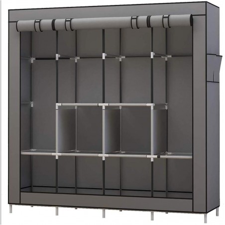 UDEAR Armoire de Rangement Garde-Robe Pliable en Tissu intissé Garde-Robe Penderies pour Chambre d'adulte (Gris)
