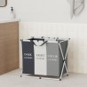 Grand panier à linge pliable, 3 sections - Panier à linge portable sale avec poignée - Paniers de rangement en tissu de grande