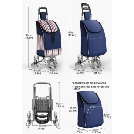 عربات فائدة التسوق المحمولة عربة عربة حقيبة التسوق على عجلات للطي تحمل قوي سلة التسوق القابلة للتسوق .عربة التسوق (Color : 7)