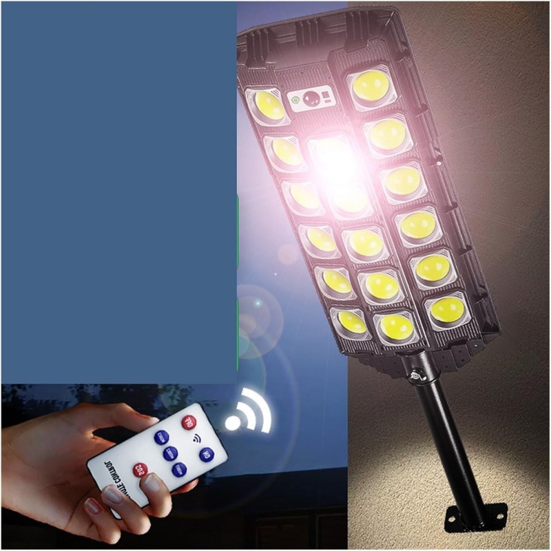 UHEAL Lampes solaires d'extérieur 30 000 W 1600 LED Grand réverbère solaire LED 20 000 mAh Lumière solaire avec détecteur de