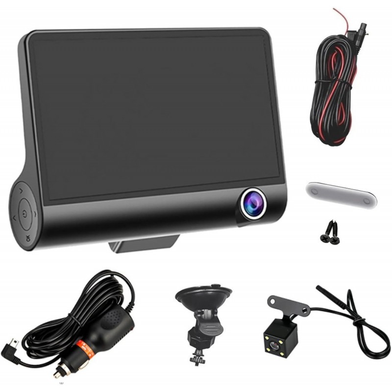 DVR 3 caméras 4.0 pouces Cam Voiture Full Haute Définition Enregistreur Vidéo Auto Registrator Cam avec 3 Voies Caméras