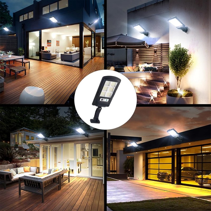 Spot solaire LED extérieur 240 LED, lampe avec détecteur de mouvement et télécommande, 3 modes réglables, IP65 étanche, parfait