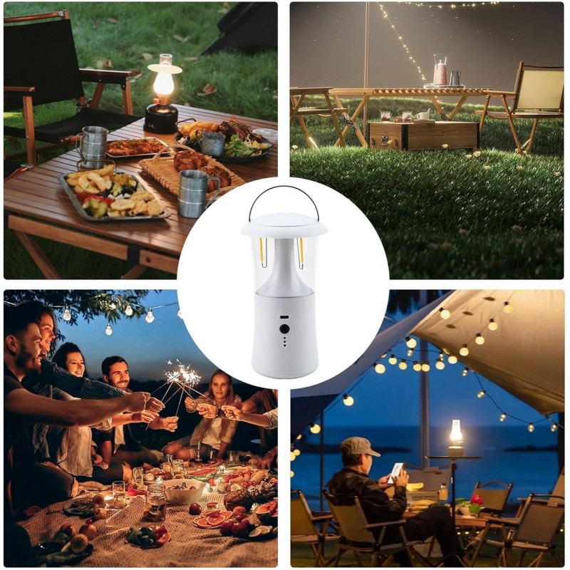 Lámpara LED portátil, luz de campamento de emergencias, linterna de campamento recargable, linternas de campamento al aire