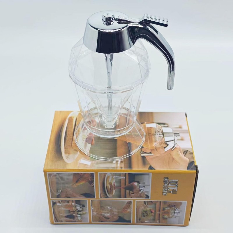 Distributeur de miel en plastique anti-goutte, distributeur de sirop d'érable, pot à miel avec support, beau pot à miel en forme