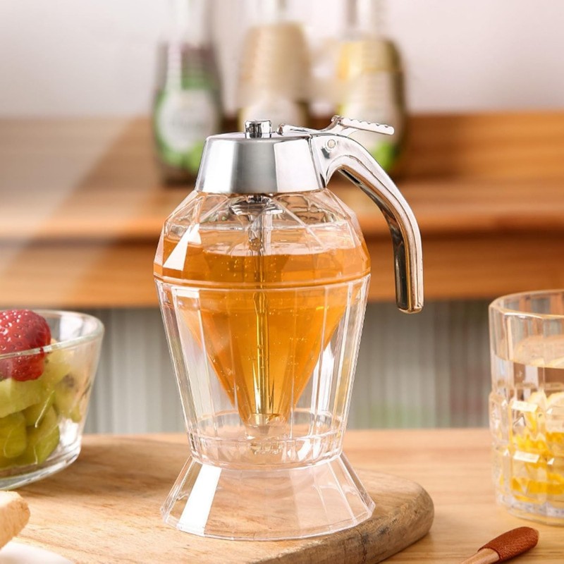 Distributeur de miel en plastique anti-goutte, distributeur de sirop d'érable, pot à miel avec support, beau pot à miel en forme