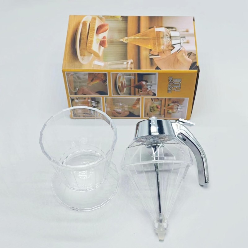 Distributeur de miel en plastique anti-goutte, distributeur de sirop d'érable, pot à miel avec support, beau pot à miel en forme