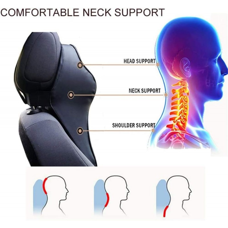 Repose Tete Voiture, coussins de soutien de cou en mousse à mémoire de forme, oreillers cervicaux respirants pour la conduite,
