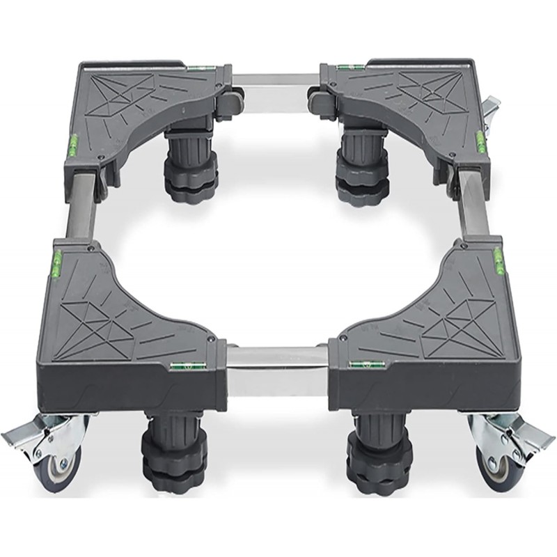 Base de Machine à Laver Réglable 45cm-65cm,Socle Lave Linge,Support Machine a Laver,avec 4 Pieds+4 Roues,Antidérapant Stent