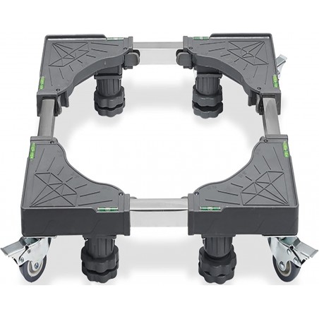 Base de Machine à Laver Réglable 45cm-65cm,Socle Lave Linge,Support Machine a Laver,avec 4 Pieds+4 Roues,Antidérapant Stent