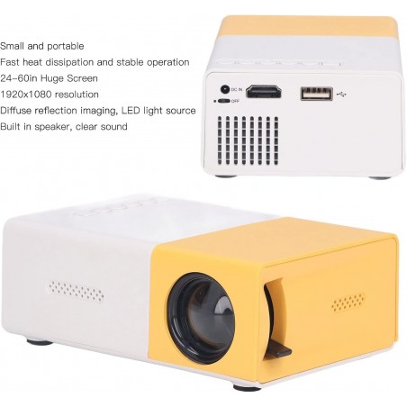 Mini Projecteur, Projecteur de Film Portable 1080p Amélioré, Projecteur Vidéo Multimédia Home Cinéma, Projecteur Extérieur Peut