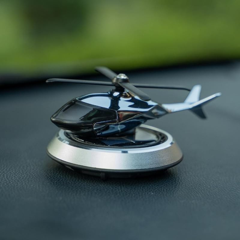 PROODOS Car Accessories Interior Solar Car Perfumes And Fresheners for Dashboard | Solar Helicopter Car Air Freshener (SILVER)