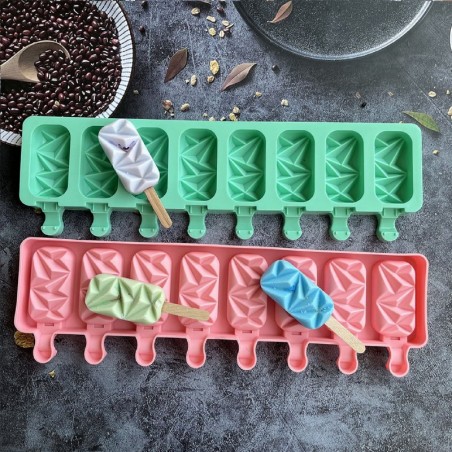 قالب سيليكون للآيس كريم - 8 تجاويف بخطوط جليدية
